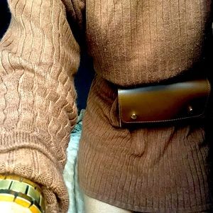 Brown Ribbed Long Sleeve Crew Neck Sweater